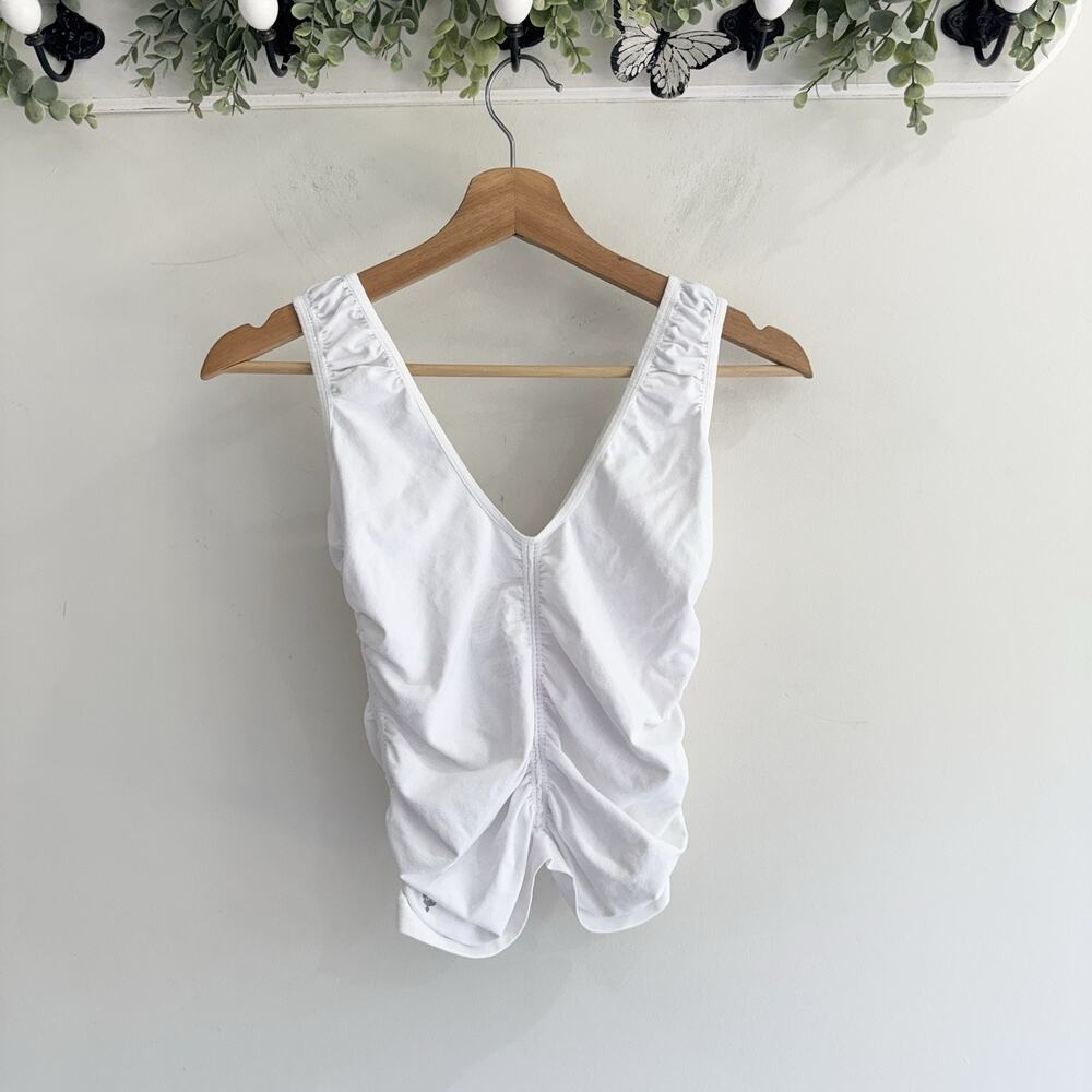Free People White Ruched Tank Top New XS/s KW - Picture 2 of 3